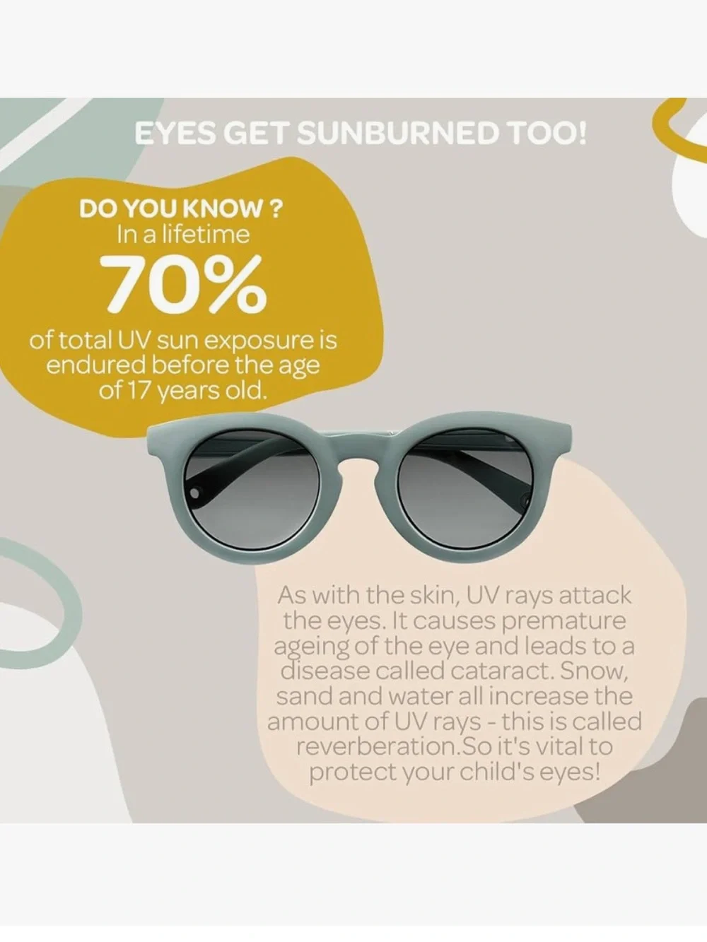 BEABA Joy Baby Sunglasses 9-24mo Category3 Lenses 100% of UV Rays Sunglasses